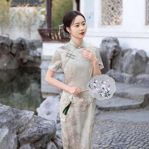 ZAYS新中式旗袍新款2026春季改良年轻款连衣裙女装修身中长显瘦日常 商品图0