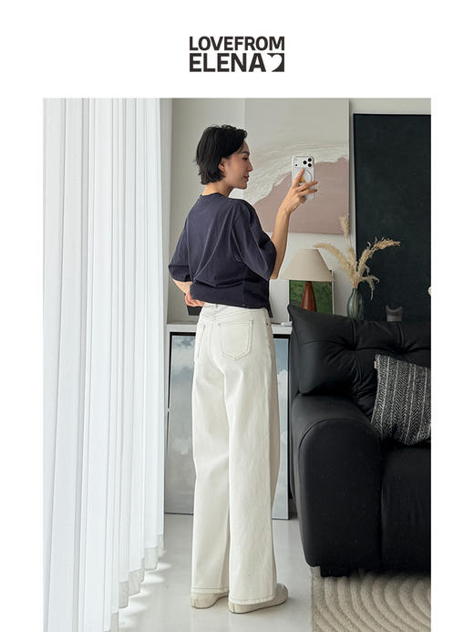 03/04 Elena朴｜春季百搭款 莱卡双芯结构弹力直筒牛仔裤 商品图4