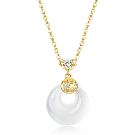 卡蒂罗KADER 【999足银】福扣平安扣 新中式国潮招财纳福诸事顺意锁骨链 女神福气满满气质优雅百搭小众轻奢高级感 好运 玉髓 项链 女款 商品图0