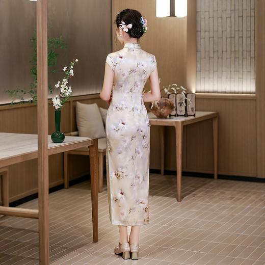 WX2026新款真丝旗袍长款改良中式桑蚕丝连衣裙优雅气质修身复古 商品图3