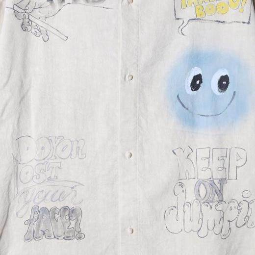 26CS67SDSA男装2026新款日系趣味涂鸦衬衫笑脸字母设计感宽松短袖衬衣 商品图3