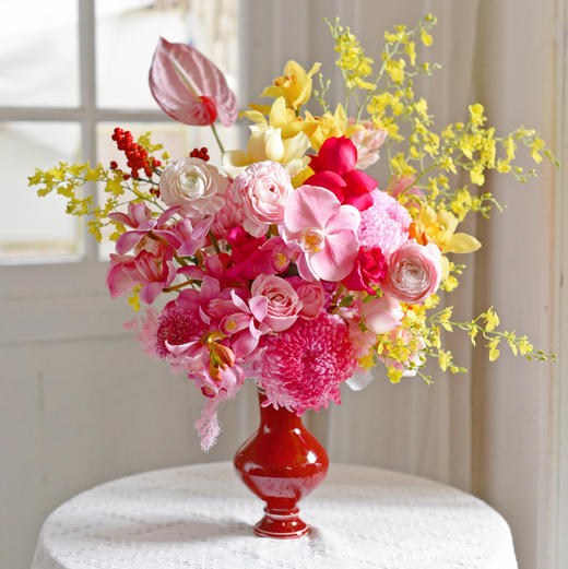 《春和景明》大花蕙兰蝴蝶兰河内洋牡丹瓶插花 商品图3