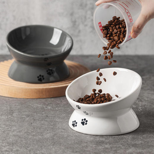 漫沃星系斜口陶瓷猫碗MC-604灰色 商品图1
