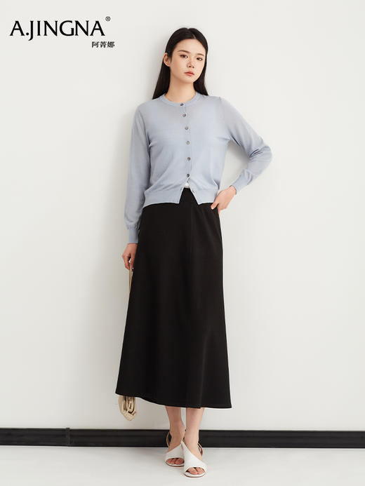 【圆领罗纹】阿菁娜春季新款温柔显白开衫低饱和度色系不挑肤小圆领罗纹包边自带柔光气质滤镜F31C318006 商品图5