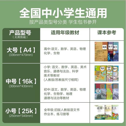 赠送姓名贴和课程表【分段贴包书膜❗简单包书】得力书本书皮分段式包书膜保护套包书皮16K小学生透明书套防水。rg 商品图1