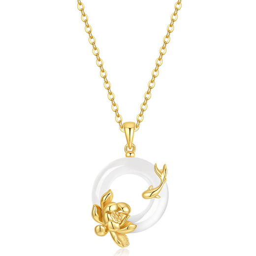 卡蒂罗KADER 好运莲莲平安扣 999足银新中式国风招财锁骨链双色可选 万事顺遂 小众轻奢表达爱意 玉髓 项链 女款 商品图2