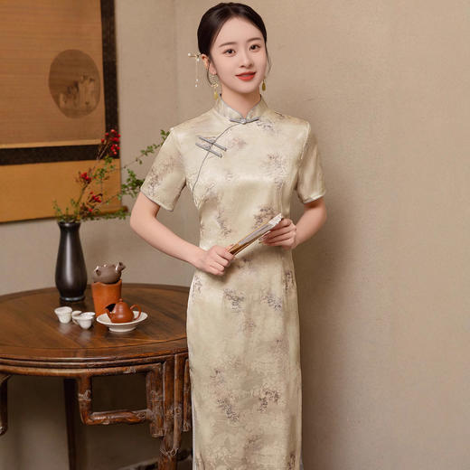 ZAYS新中式短袖旗袍2026春夏新款时尚改良年轻少女日常中长气质旗袍裙 商品图3