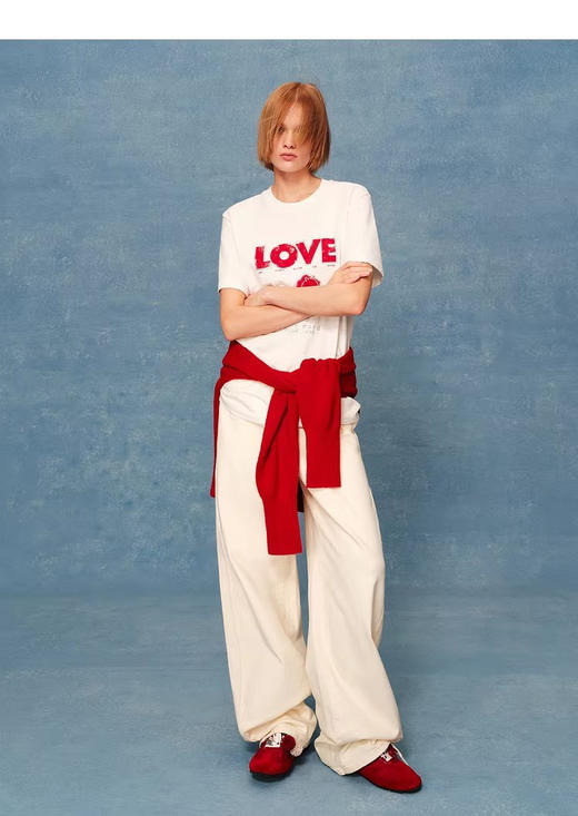 MO*同款26春新品马年系列烫钻印花竹节棉圆领短袖T恤 商品图2