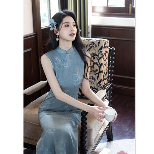新中式无袖旗袍，改良优雅年轻款日常可穿连衣裙GX-392603 商品图1
