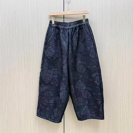 丁摩 早春新款新中式国风提花阔腿裤大裤管气球松紧腰哈伦裤子洋气6ZF-211 商品图3