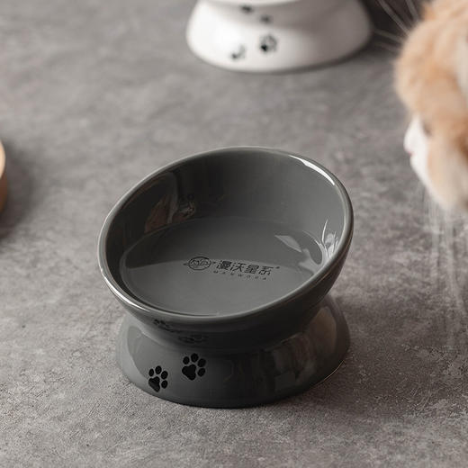 漫沃星系斜口陶瓷猫碗MC-604灰色 商品图0