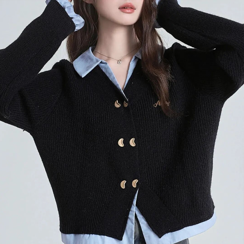 假两件POLO领针织开衫，显高显瘦、百搭实穿于一身