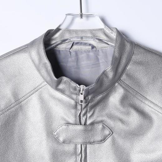 SDSA男装2026新款潮牌未来感皮衣男女同款亮面刺绣机车风上衣 商品图1