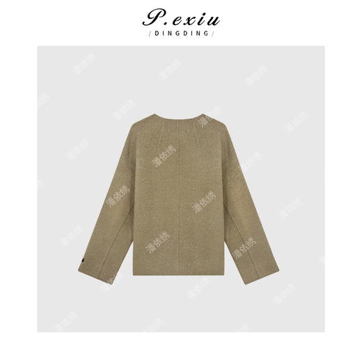 A008潘依绣丁丁宠粉羊驼-毛羊-毛简约V领气质短款毛呢大衣 Q21335 商品图1