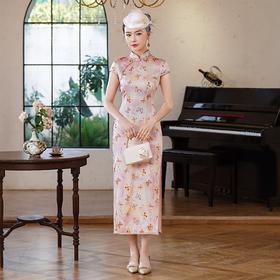 WX2026新款真丝旗袍长款改良中式桑蚕丝连衣裙优雅气质修身复古