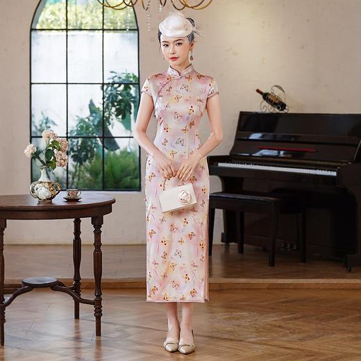 WX2026新款真丝旗袍长款改良中式桑蚕丝连衣裙优雅气质修身复古 商品图0
