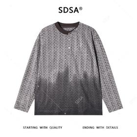 SDSA男士秋冬新款痞帅男装潮牌渐变半纽扣圆领卫衣百搭网红款上衣