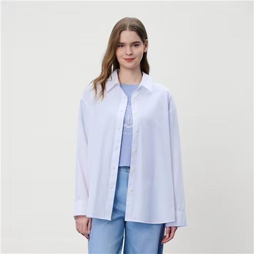 佐丹奴女装26年新款全棉府绸宽松剪裁衬衫时没尚小外套05346012 商品图1