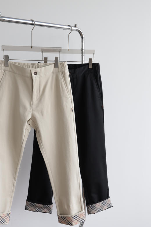 26新款B.B 弹力直筒格纹裤口卷边休闲裤 XXK212 商品图5