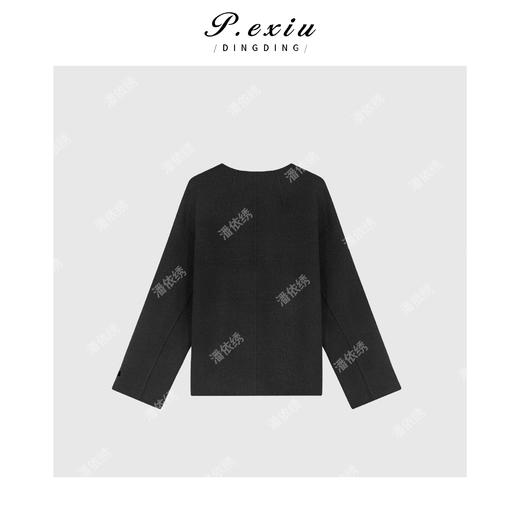 A008潘依绣丁丁宠粉羊驼-毛羊-毛简约V领气质短款毛呢大衣 Q21335 商品图3