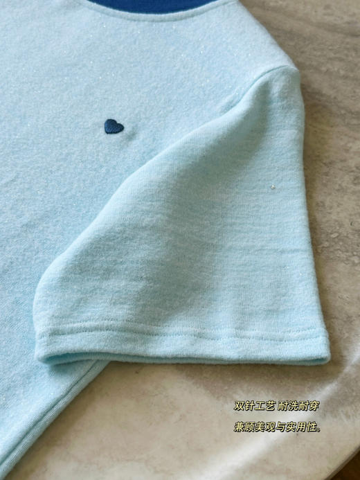 韩系 银河细闪爱心撞色短袖T恤 商品图12