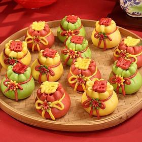 【山东馒头❗️新年福袋钱袋豆沙包】自带 “招财纳福、岁岁平安” 的美好寓意，颜值与健康兼得，上供年货手工面点花馍馍中式面点QQ