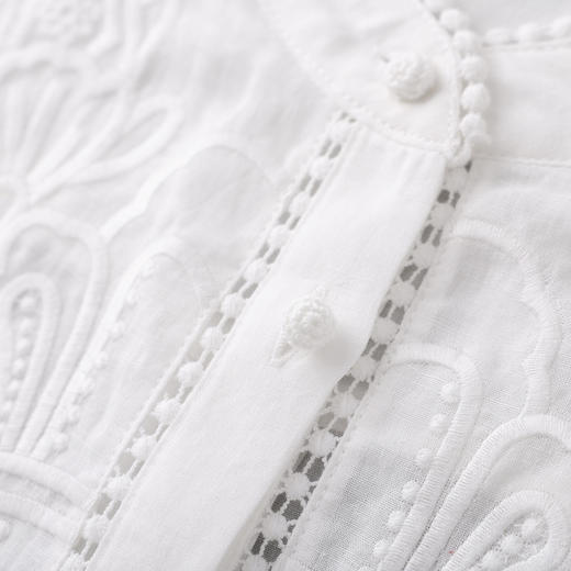 「高货wl」全新升级【铂金会员339/天猫459/差价120】(00203)洛诗琳苎麻重工刺绣立领上衣2026春季新款灯笼袖轻薄衬衫 商品图2