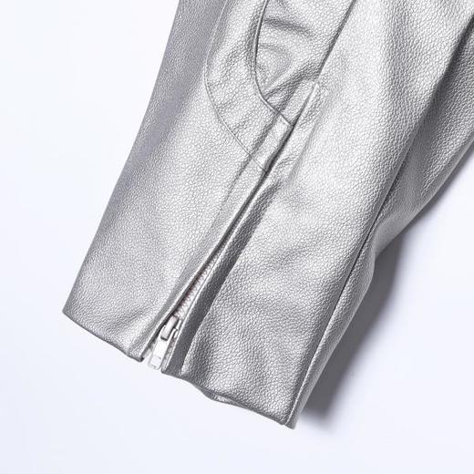 SDSA男装2026新款潮牌未来感皮衣男女同款亮面刺绣机车风上衣 商品图3