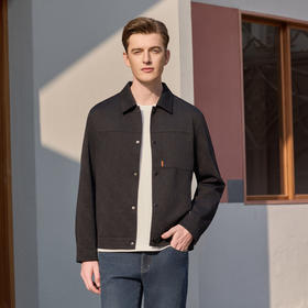 半身缘男装 春季时尚字母印花宽松经典翻领夹克261112M01310219