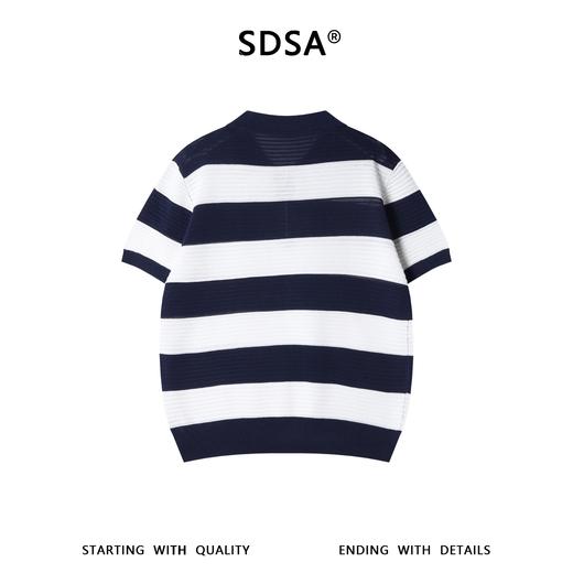 266099SDSA男装2026新款日系简约条纹针织polo肌理透气设计感宽松短袖 商品图4