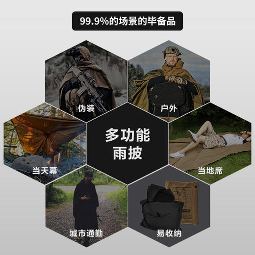 Tavatino天梯雨衣战术披风ACG同级冲锋衣面料雨披天幕地席21WT16 商品图3