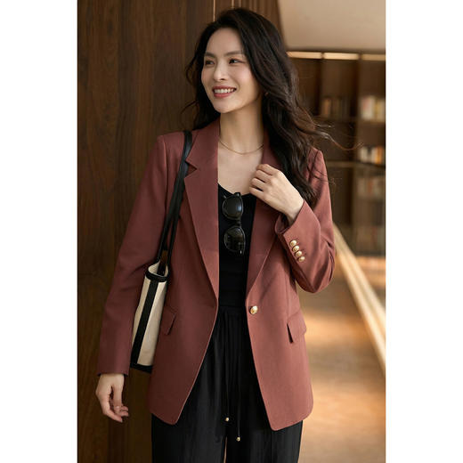 米思阳2026春季新款通勤气质西装外套微弹钉珠设计感减龄上衣5597 商品图3