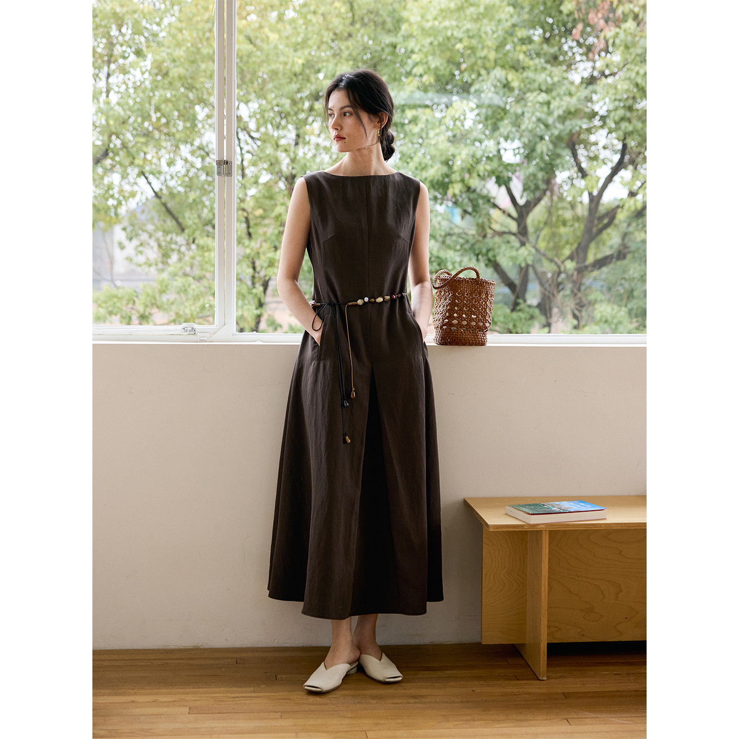 极简波西米亚腰绳连衣裙