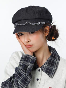 简约格纹边单宁八角帽鸭舌帽-纪念日百货门店同款169146700