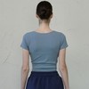 新款瑜伽服短袖深V交叉收腰上衣贴身速干T恤运动普拉提舞蹈服 000FYHN121 商品缩略图2