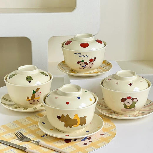 调皮小狗带盖泡面碗 商品图0