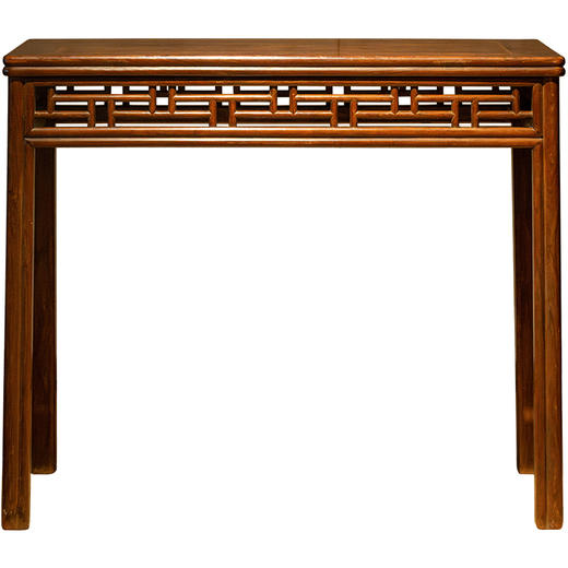 清中期	黄花梨劈料直枨透棂半桌 商品图5