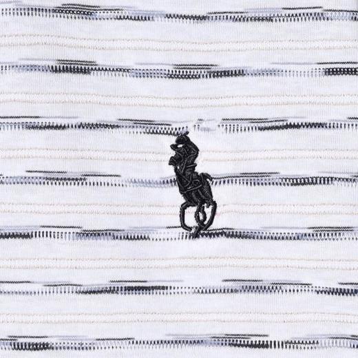 夏季高级感新款男士撞色条纹半纽扣刺绣标短袖T恤时尚圆领上衣潮 商品图2