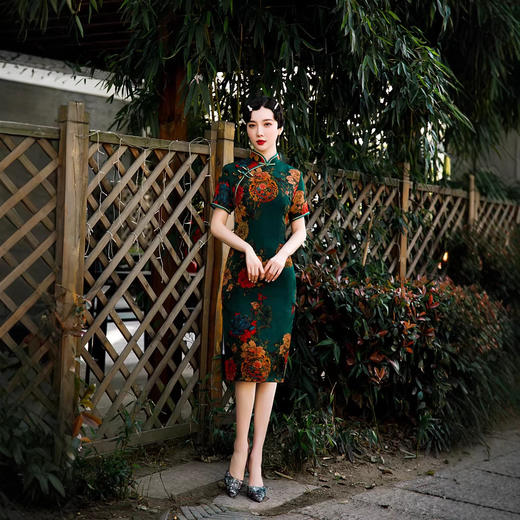 ZAYS2026春夏改良中长双层短袖旗袍日常气质成人礼服旗袍裙 商品图4