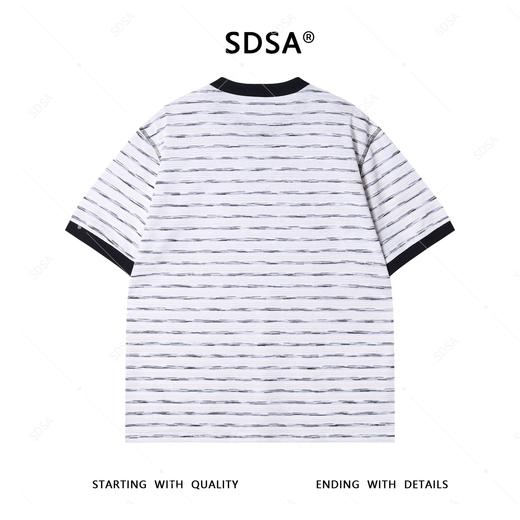 夏季高级感新款男士撞色条纹半纽扣刺绣标短袖T恤时尚圆领上衣潮 商品图4