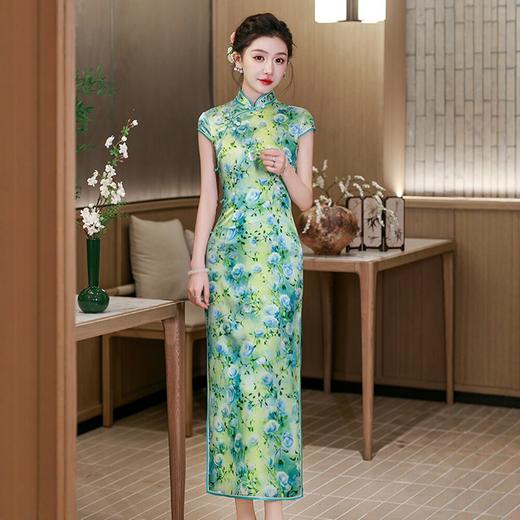 WX2026新款真丝旗袍桑蚕丝长款改良中式桑蚕丝连衣裙优雅气质修身复 商品图1