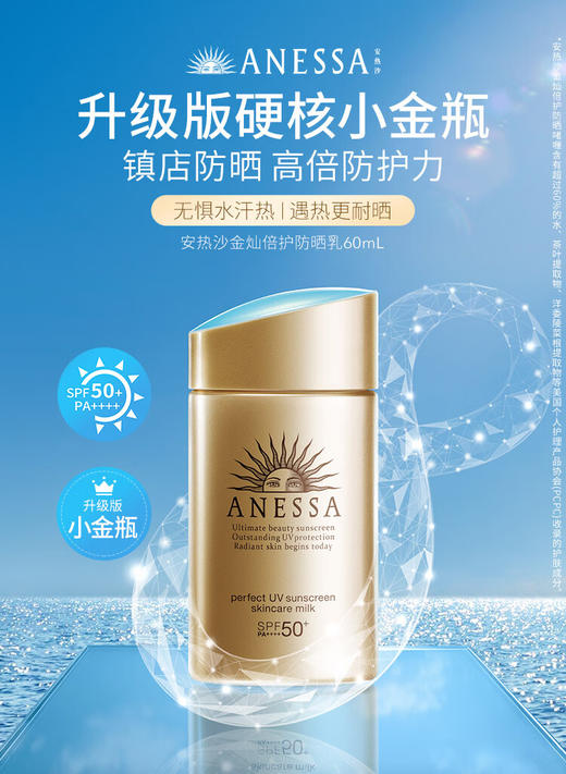 爆款ANESSA安热沙安耐晒小金瓶防晒60ml*2瓶防晒乳防水隔离防汗 商品图2