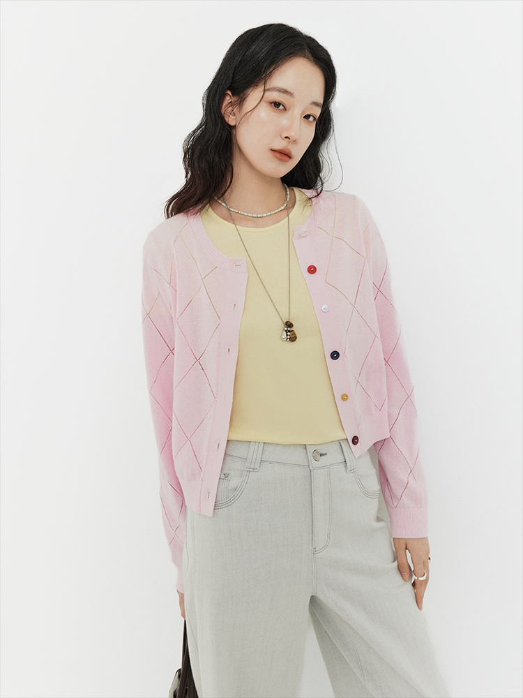 马卡龙醋酸亚麻冷萃开衫FCG1WSC011