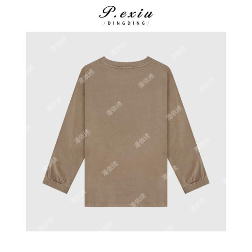 A008潘依绣丁丁宠粉简约胸口刺绣炒色长袖T恤Q07183 商品图2