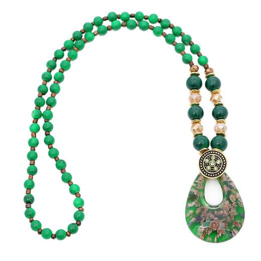 丁摩 新款琉璃串珠毛衣链水滴吊坠中国风服装配饰长款女项链饰品6ZF-LM-9 商品图4