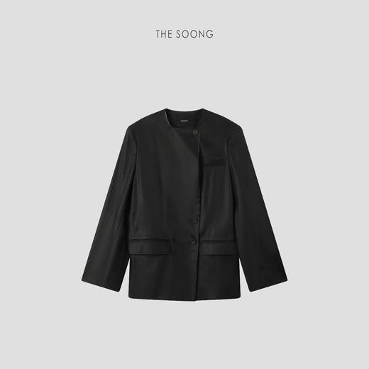 THESOONG|纯手工40姆米双面缎桑蚕丝筋骨感撞色翻领外套HWWT8659 商品图7