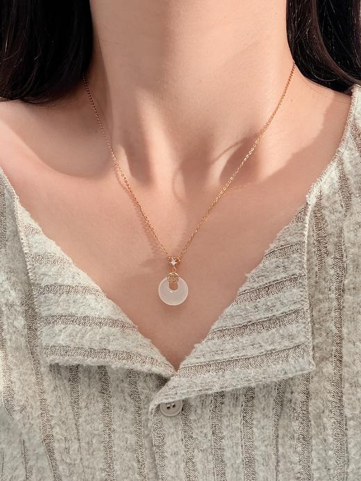 卡蒂罗KADER 【999足银】福扣平安扣 新中式国潮招财纳福诸事顺意锁骨链 女神福气满满气质优雅百搭小众轻奢高级感 好运 玉髓 项链 女款 商品图8