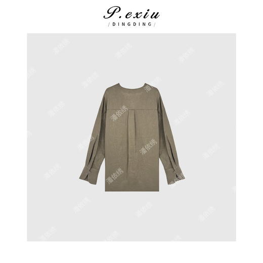 04-6潘依绣丁丁宠粉法式松弛亮片绣花系带长袖衬衣Q3371 商品图1