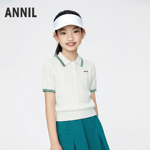 女童翻领短袖针织衫夏季新款安奈儿童装EG624679 商品图0