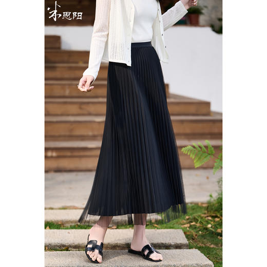 三宅褶皱钢琴裙 轻盈飘逸 米思阳2026春季高级感优雅高腰网纱百褶半身裙女1088 商品图1